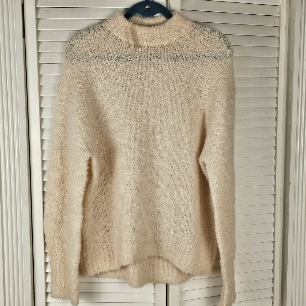NWT Madewell Womens Alabaster Wool Alpaca Blend Boucle Knit Oversized Sweater Sm